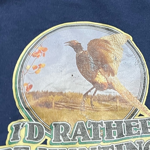 Vintage I'd Rather Be Hunting Animal Print 1980s Crewneck Pullover Sweatshirt - Picture 3 of 6